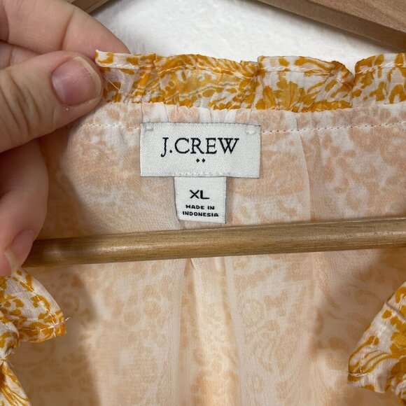 JCREW Yellow Floral Ruffle Top Balloon Sleeve Blouse - Picture 10 of 11